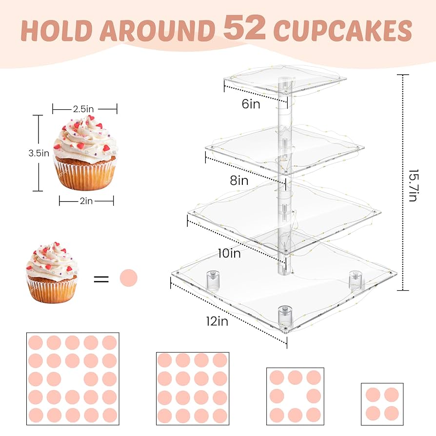 Amazon.co.jp: ライト付きカップケーキスタンド、4段カップ